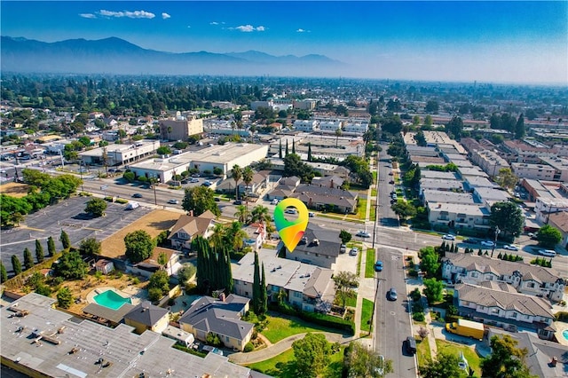 drone / aerial view with a mountain view