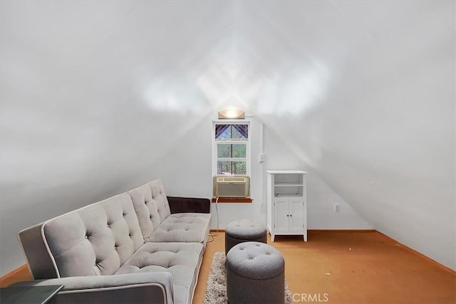 12828 Broyles Trl, Oregon House, CA 95962 - carpeted living area featuring cooling unit and lofted ceiling