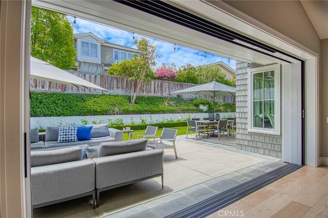 view of patio / terrace featuring outdoor lounge area