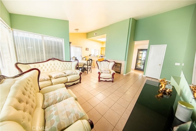 view of tiled living room