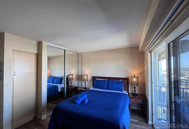 bedroom featuring a closet and hardwood / wood-style floors