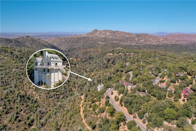 bird's eye view featuring a mountain view