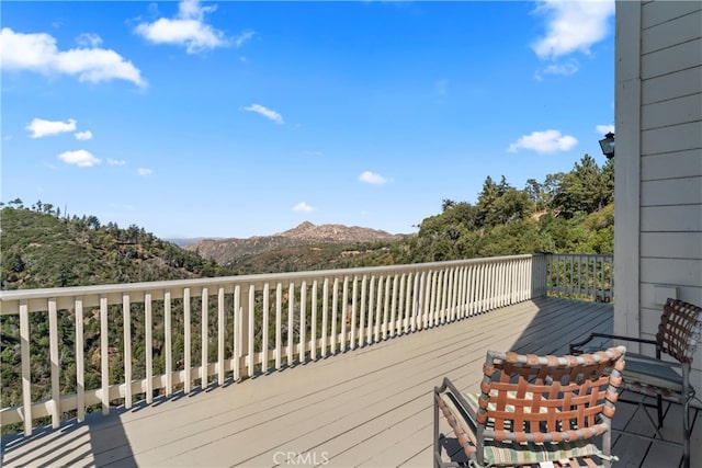 deck with a mountain view