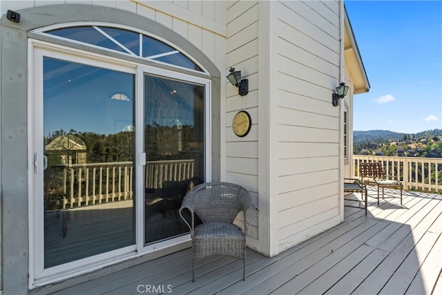 deck with a mountain view