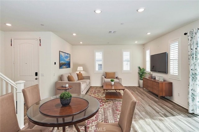 living room featuring light hardwood / wood-style floors