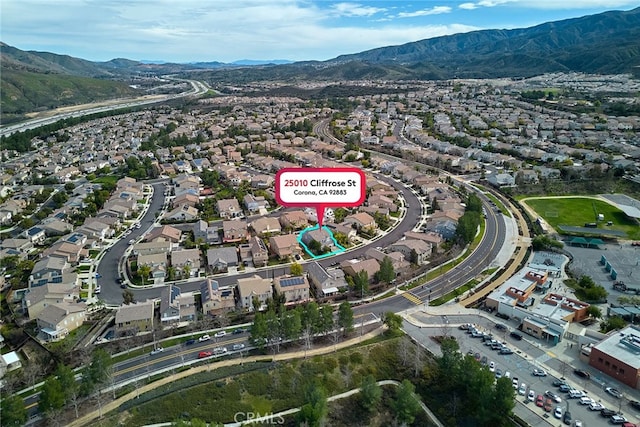 drone / aerial view with a mountain view