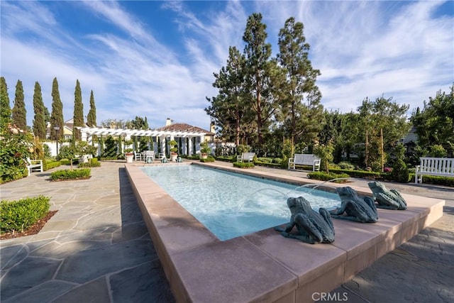 outdoor pool featuring a patio area and a pergola