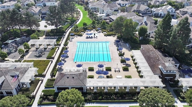 bird's eye view with a residential view