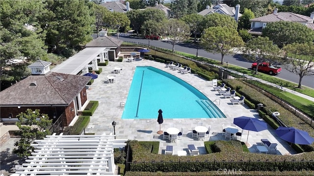 view of swimming pool with a patio