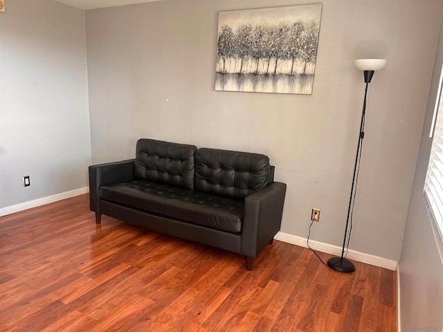 living area with wood-type flooring