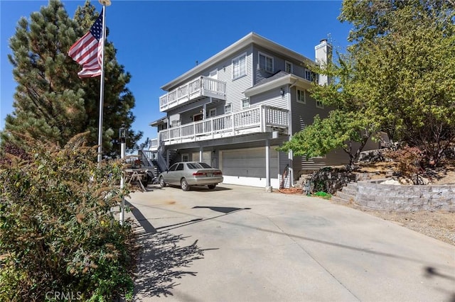 exterior space with a garage