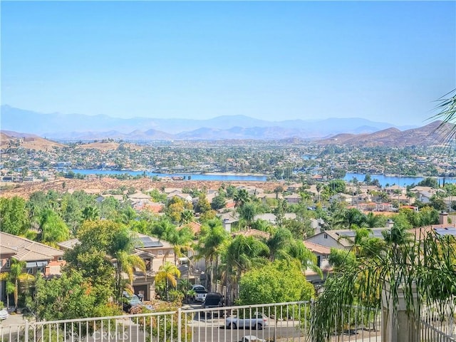 view of mountain feature featuring a water view