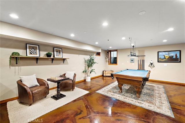 playroom with hardwood / wood-style flooring and pool table