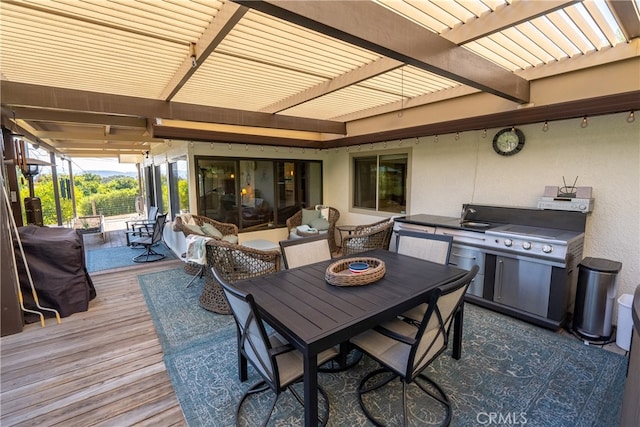 deck featuring a pergola