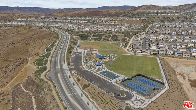 aerial view with a mountain view