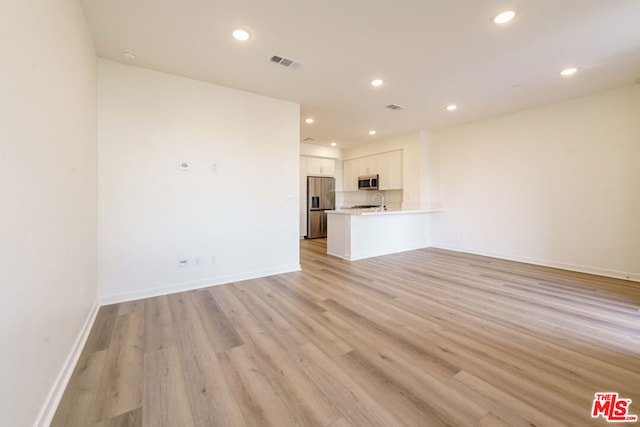 unfurnished living room featuring light hardwood / wood-style flooring