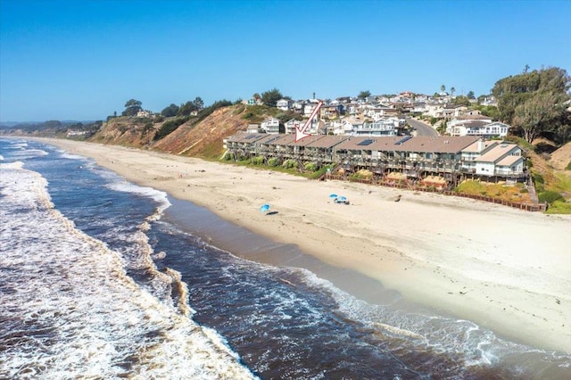 view of water feature featuring a beach view