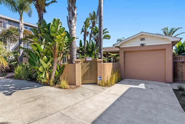 exterior space featuring a garage