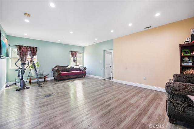 living room with light wood-type flooring