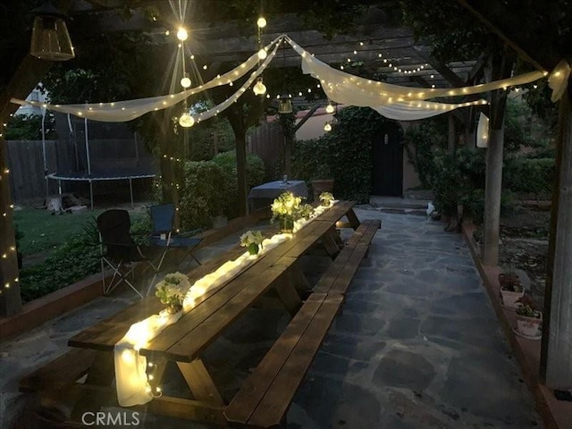 view of patio / terrace featuring a trampoline