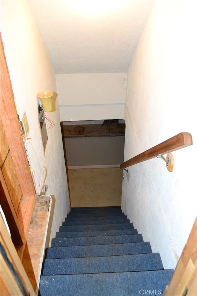 staircase with carpet