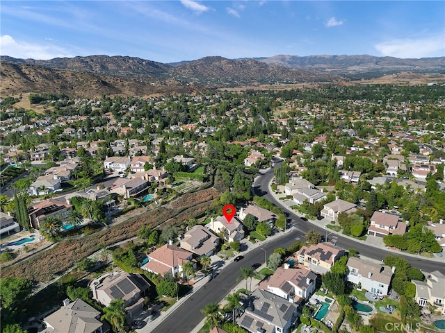 drone / aerial view with a mountain view