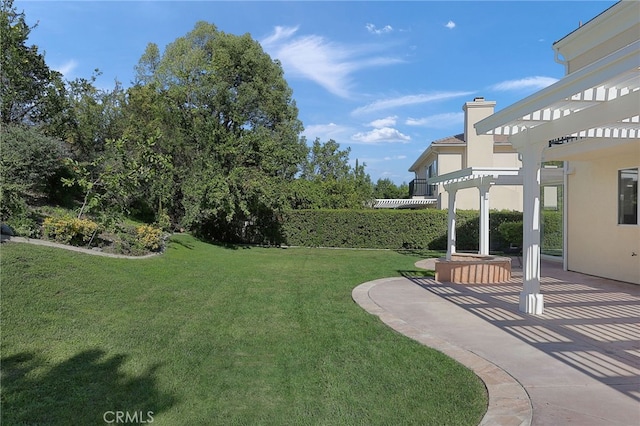 view of yard featuring a patio area and a pergola