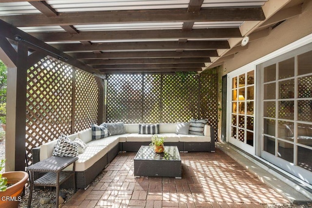 view of patio featuring an outdoor hangout area