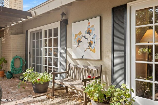 617 Pleasant Ave, Ojai, CA 93023 - exterior space with brick siding, stucco siding, and a chimney