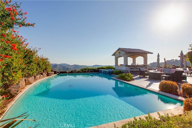 26088 Calle Catrina, Temecula, CA 92590 - outdoor pool with a gazebo, a patio area, and an outdoor living space
