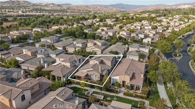 bird's eye view with a mountain view