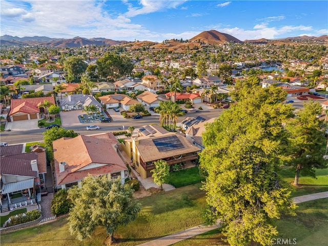 drone / aerial view with a mountain view