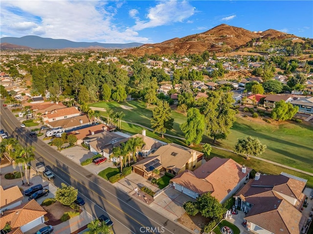 birds eye view of property featuring a mountain view