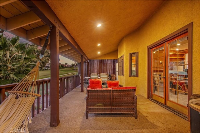 exterior space featuring an outdoor hangout area