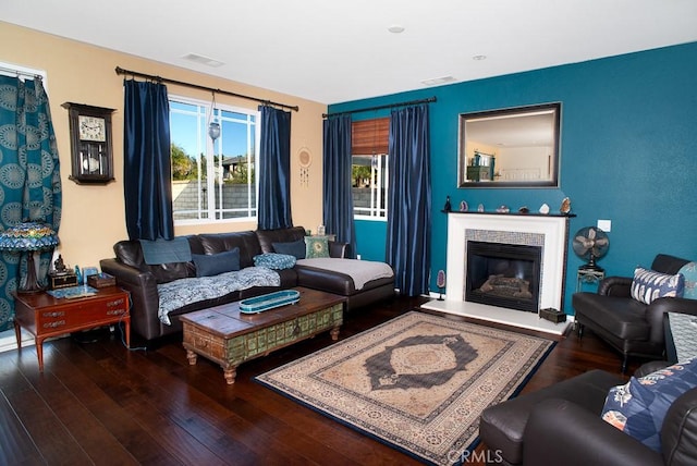 living room with hardwood / wood-style floors