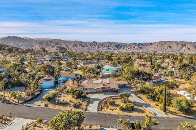 birds eye view of property featuring a mountain view