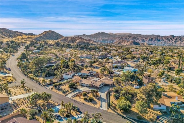 bird's eye view featuring a mountain view and a residential view