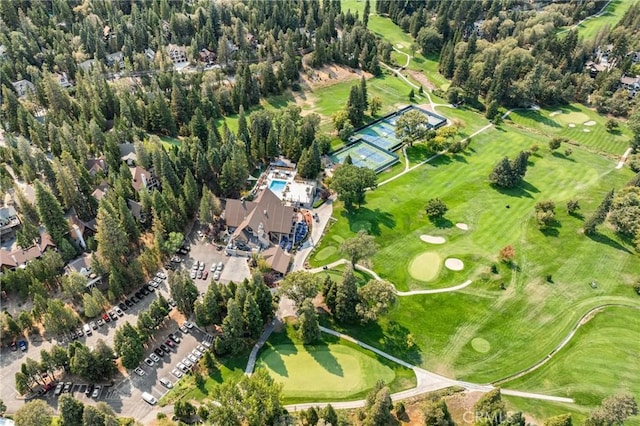 birds eye view of property featuring golf course view