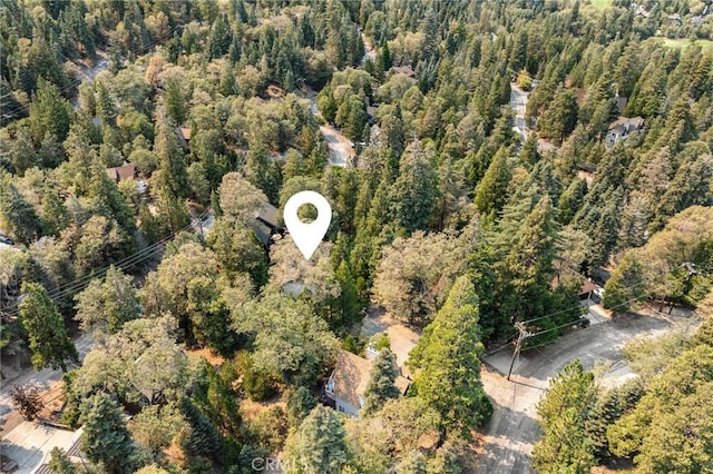 drone / aerial view featuring a view of trees