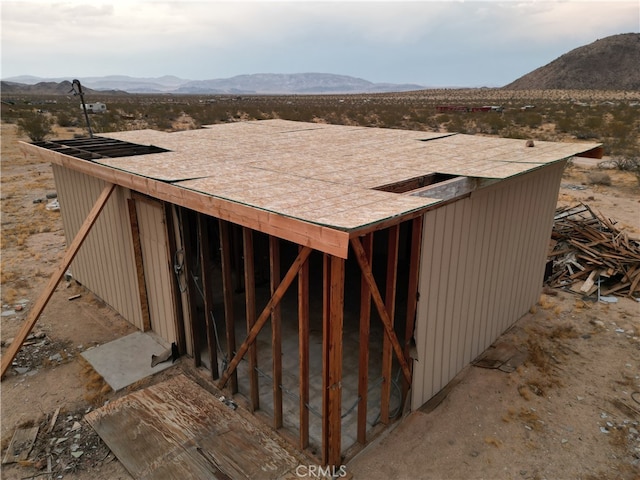 view of outdoor structure featuring a mountain view