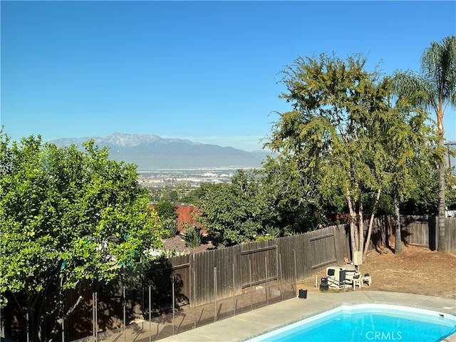 view of pool featuring a mountain view