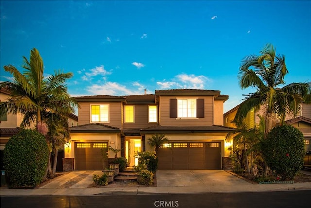 view of front of house with a garage