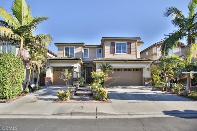 view of front of house with a garage