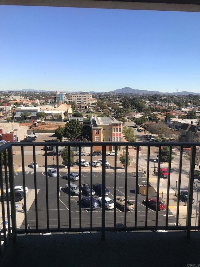 balcony featuring a mountain view