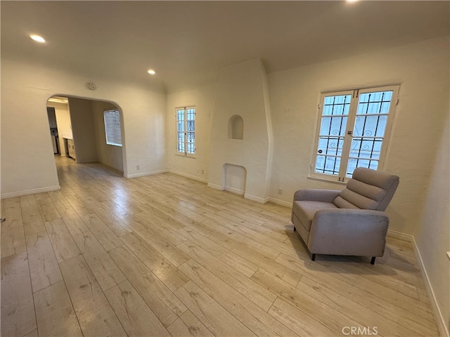 living area featuring light hardwood / wood-style flooring and a wealth of natural light