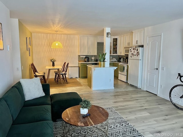 living room featuring light hardwood / wood-style flooring