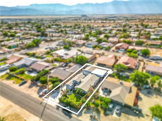 drone / aerial view with a mountain view