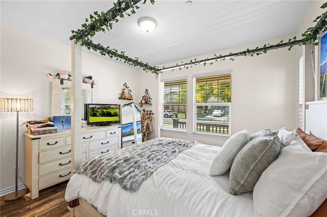 bedroom featuring dark hardwood / wood-style floors