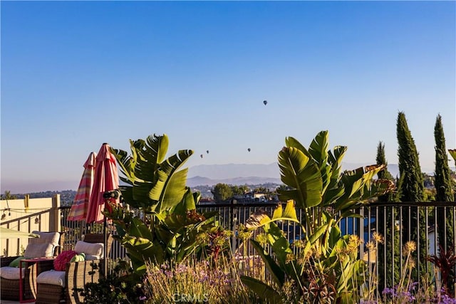 exterior space featuring a mountain view