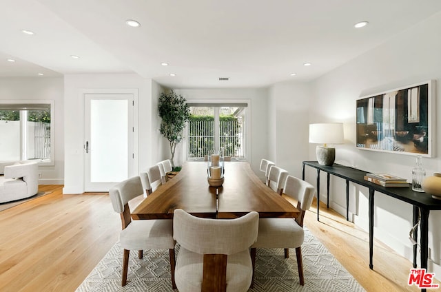 dining room featuring light hardwood / wood-style floors